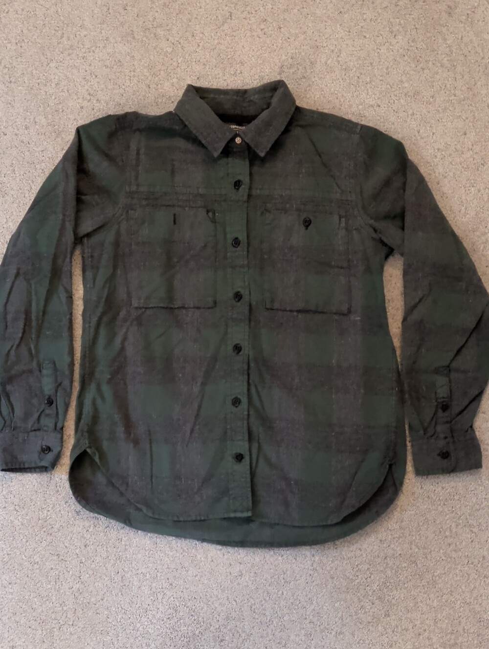 REI Co-op Women's Green Flannel Plaid Long-Sleeve Button-Down Shirt